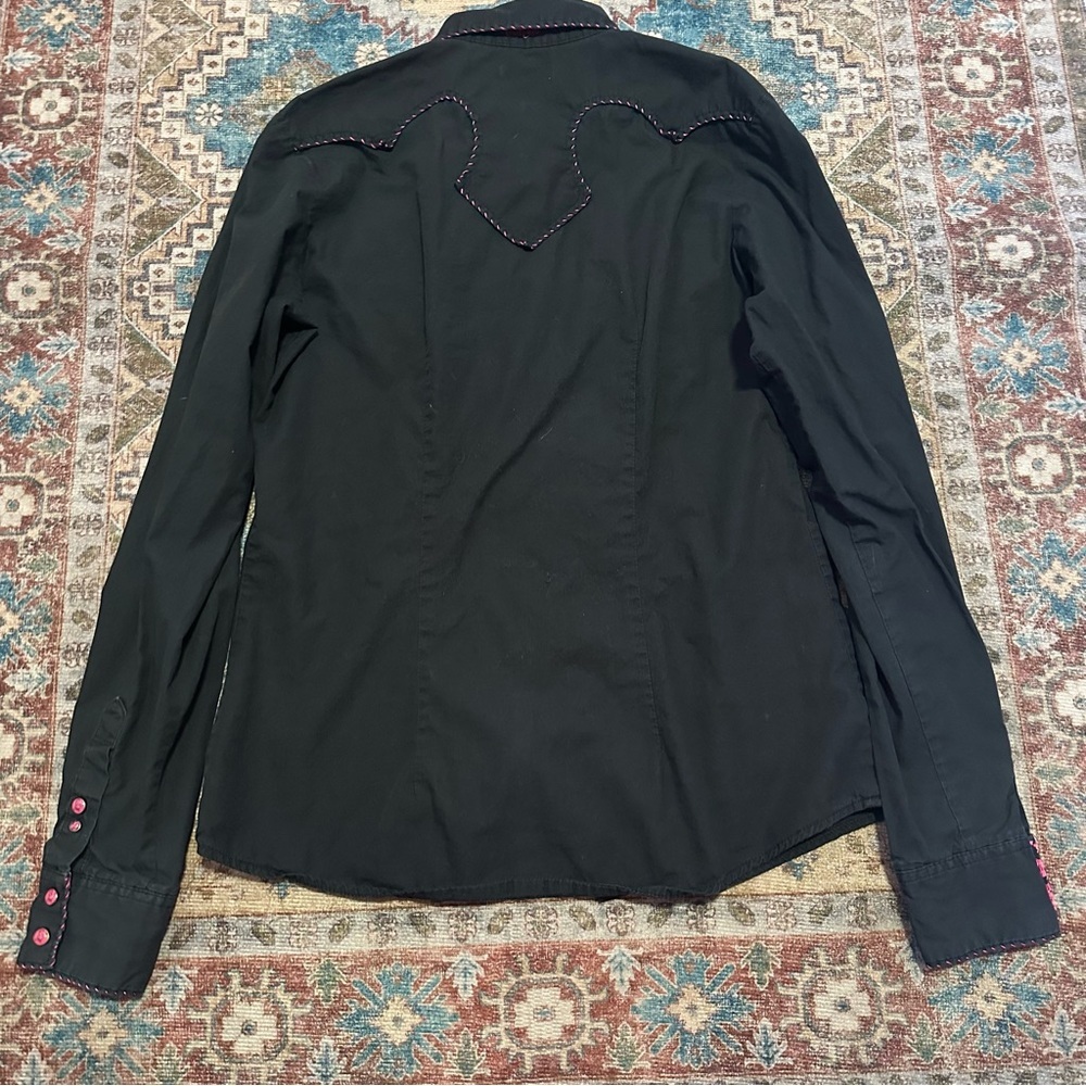 Women’s Cruel Girl Western Cowgirl Shirt Black Pink Y2K Long Sleeve Size Small - Picture 7 of 8